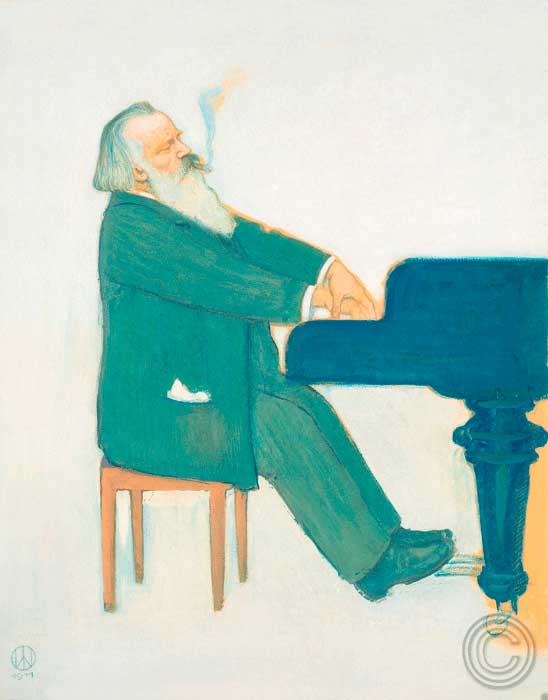 Johannes Brahms al piano